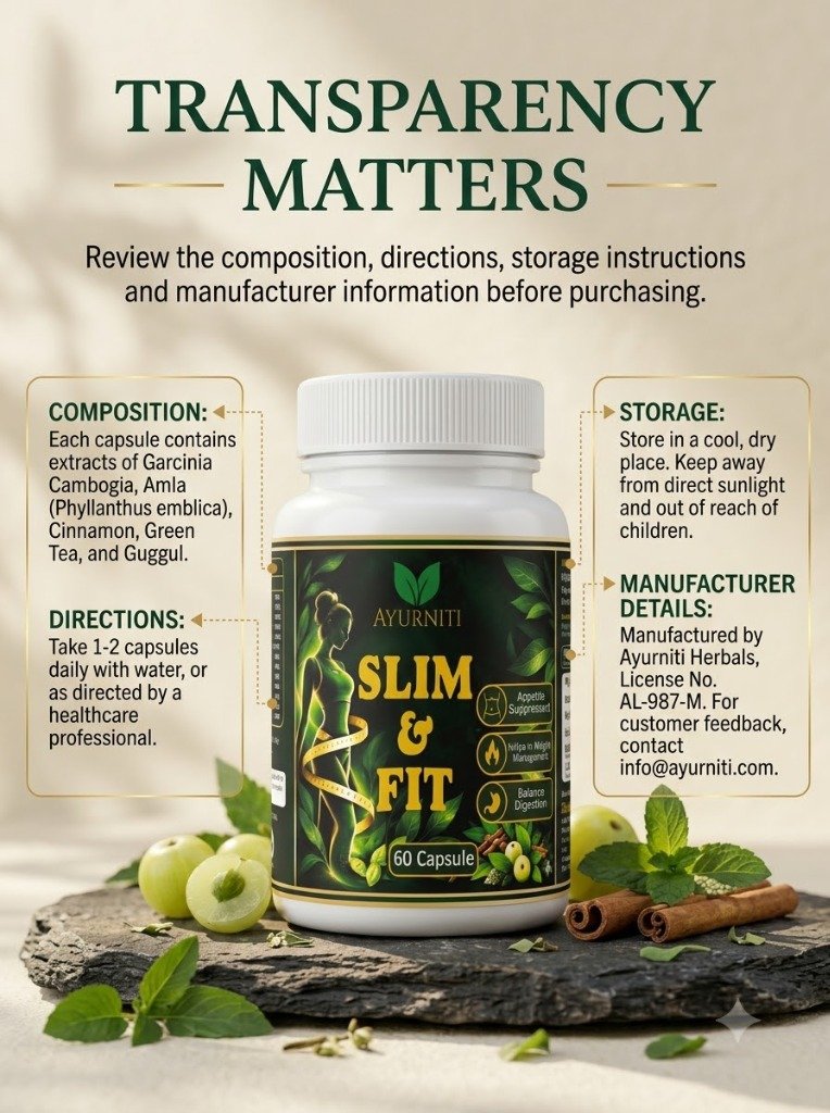 Transparency Matters - Composition, storage, directions, and manufacturing details